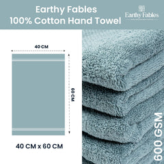 Earthy Fables Premium Hand Towels 600 Gsm | 100% Combed Cotton Ultra Soft Quick Dry & Highly Absorbent, For Home, Gym & Travel | Set Of 2 (Aqua)