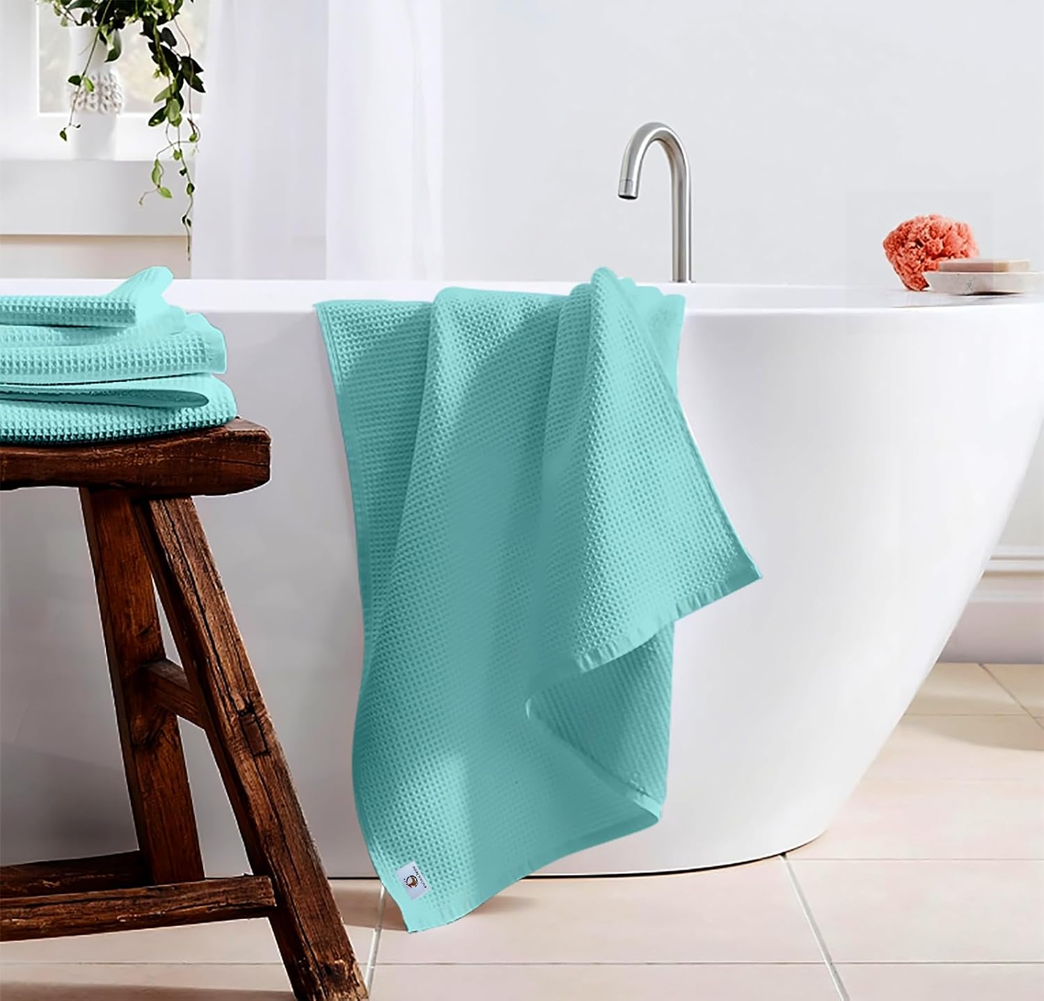 Enchant Home Pure Cotton Waffle Towel 400 Gsm | Lightweight Anti-Microbial & Water Absorbent Soft Touch Quick Drying Bath Towel | Charcoal