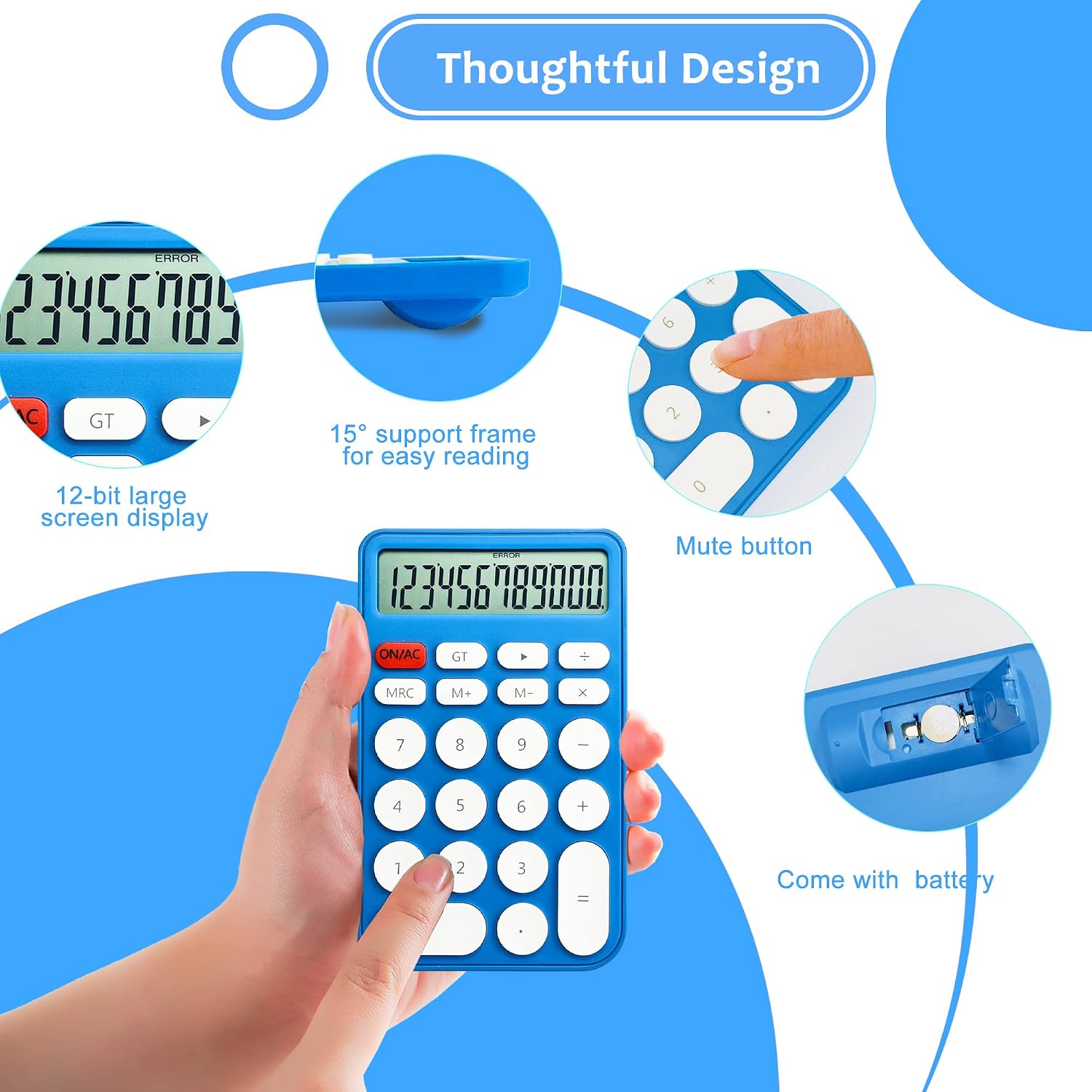 Vewingl Standard Calculator 12 Digit, Desktop Large Display And Buttons, Calculator With Large LCD Display For Office, School, Home & Business Use, Automatic Sleep, With Battery