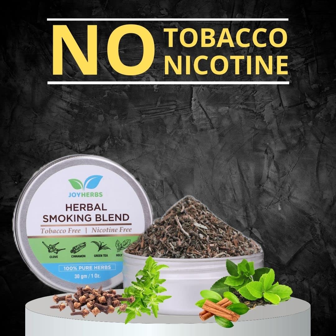 Natural & Ayurvedic Herbal Smoking Blend 1 Pack 1 Oz/ 30g Can With Wooden Steel Pipe | Helps To Quit Smoking - Tobacco-Free & Nicotine-Free Smoking Mixture