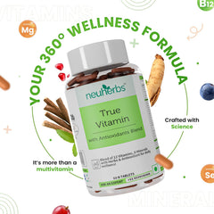 Neuherbs Multivitamin True Vitamin For Men & Women With Antioxidant & Herbs Blend Vitamin C, D3, Zinc, Vitamin, Ginseng Extract For Energy, Stamina & Immunity | 60 Tablets , 100gm 0.2lbs