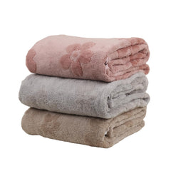 Hanker Ultra Luxury Large Size Plush Bath Towel 1500 Gsm | Blossom Super, Very Soft On Skin, Luxurious Fabric, Pure Polyamide Bath Towel (Beige, Peach & Gray) - 3 Pcs