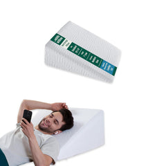 Orthopedic Wedge Pillow, Cooling Gel Memory Foam & HR Foam Pillow, White, Standard Size - 18 L X 18 W X 7 H Inches | Acid Reflux, Leg Elevation, Neck Pain Relief, Pregnancy, Anti Snoring