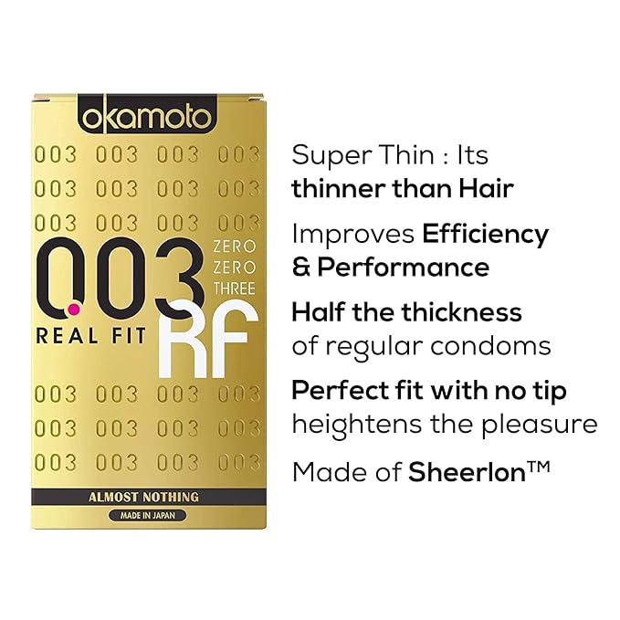 Okamoto Ultra Thin Condoms For Men | Made In Japan | 0.03 Mm Thin | 003 Realfit (Pack Of 2)