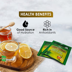 Twinings Lemon & Honey Green Tea - 50gm, 1.7 Ounce, 25 Enveloped Tea Bags | Good Source Of Hydration, Rich In Antioxidants - Caffeine Free Green Tea