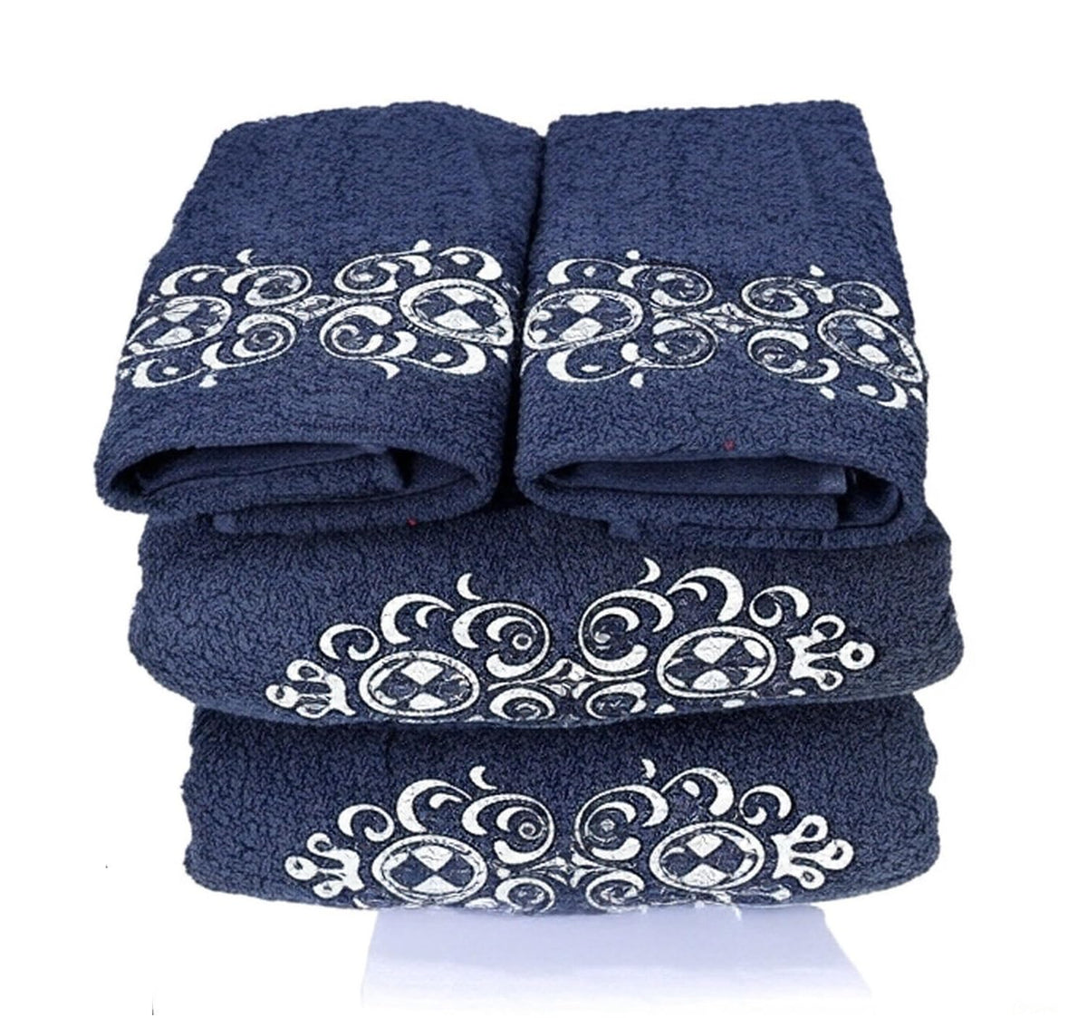 Comfigifts 100% Cotton 2 Bath & 2 Hand Towels 1400 Gsm | Soft, Absorbent, Lightweight Towels With Computerized Embroidery (Grey D2)