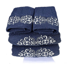 Comfigifts 100% Cotton 2 Bath & 2 Hand Towels 1400 Gsm | Soft, Absorbent, Lightweight Towels With Computerized Embroidery (Grey D2)