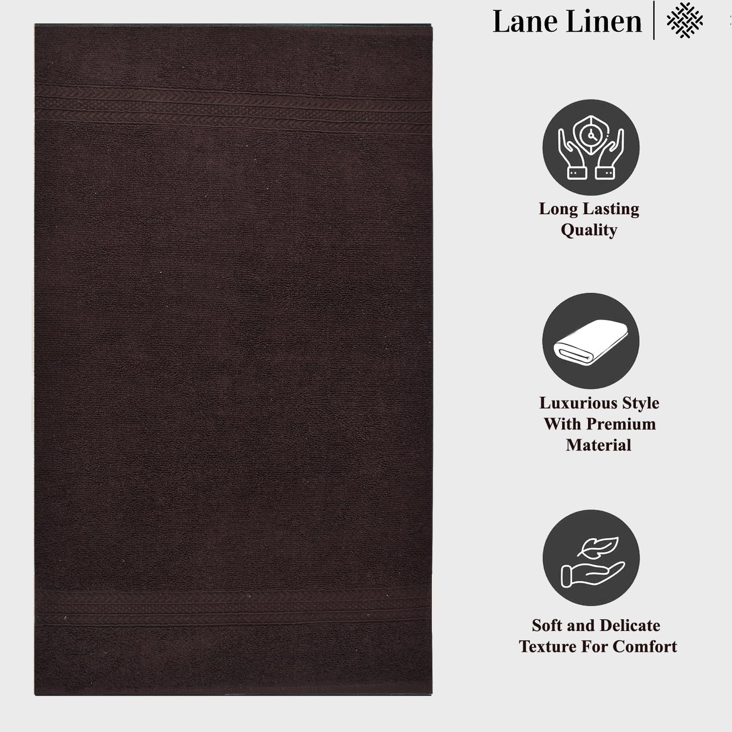Fresh From Loom Luxury Fur Collection Hand Towel 500 Gsm Napkins Cotton High Absorbency Double Stitched Size (Brown) - Set Of 2