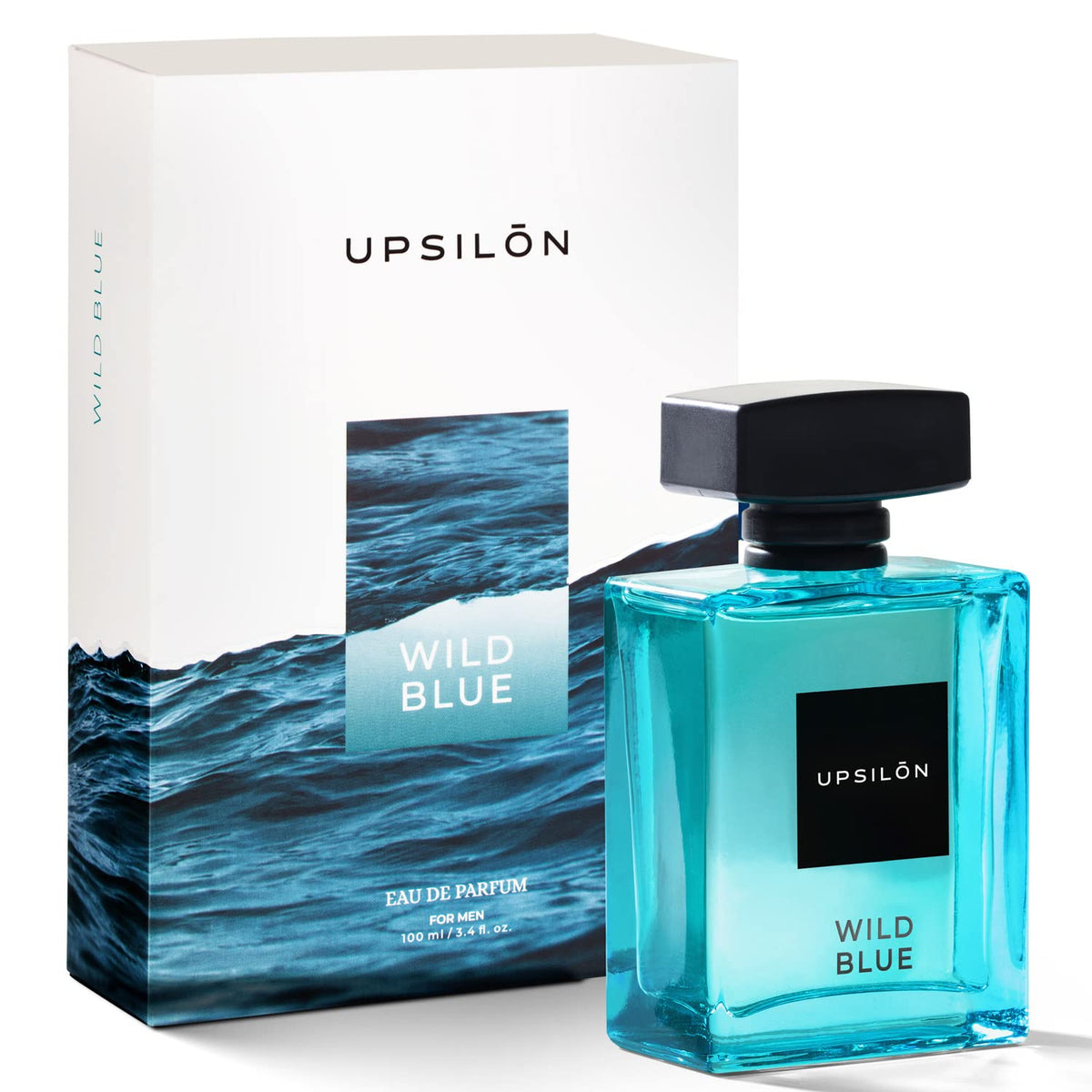 Upsilon Wild Blue Eau De Parfum For Men 100ml 3.4 Fl.oz. Long Lasting Fresh & Powerful Fragrance | Travel Friendly