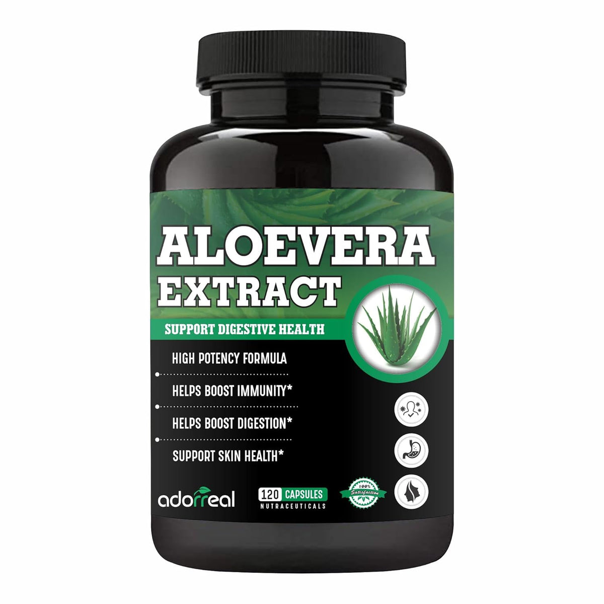 Adorreal Aloevera Extract Capsules, Weight Management, Boosts Digestion, Skin Health Support, Antioxidant Properties, Immunity Booster | 60 Capsules, 100gm 0.2lbs Each Pack Of 2