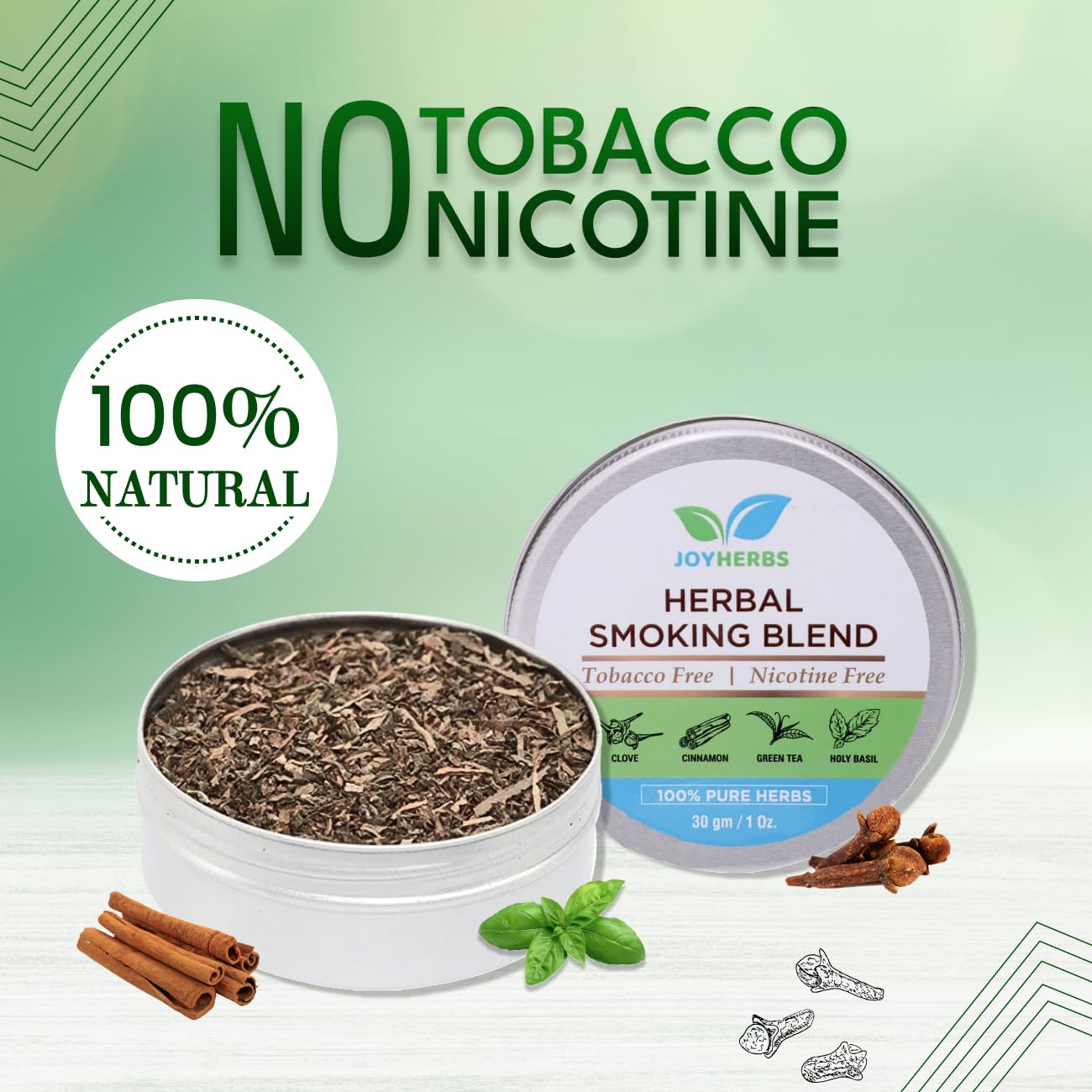 Ayurvedic Herbal Smoking Blend 1 Pack 1 Oz/ 30g Can With Frutta Tube 100 Tubes Per Box - Tobacco-Free & Nicotine-Free Smoking Mixture