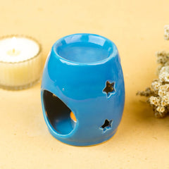 AQUA HANDCRAFTED SMALL CERAMIC BURNER WITH 1 T-LIGHT CANDLE | ROUND SHAPE