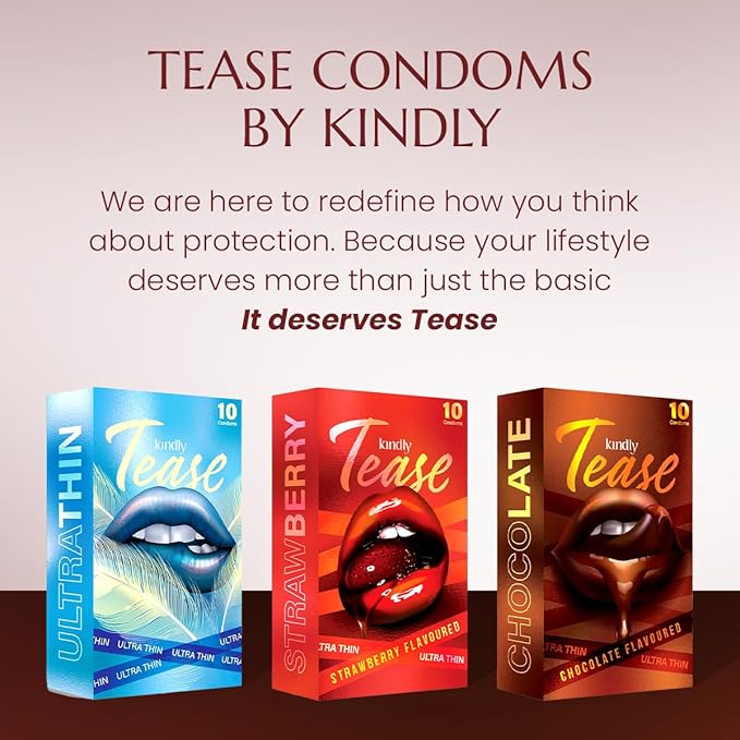 Kindly Tease Ultra Thin Chocolate Condoms For Men, Pack Of 10 -thin For Skin Like Paraben Free,