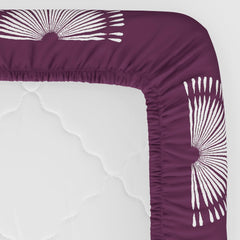 Cotton Elastic Fitted Bedsheet For King Size With 2 Pillow Covers - 72 X 78 Inches, Purple & White | Ideal For Guest Room, Hotel Quality | 3 Piece Bed Sheet