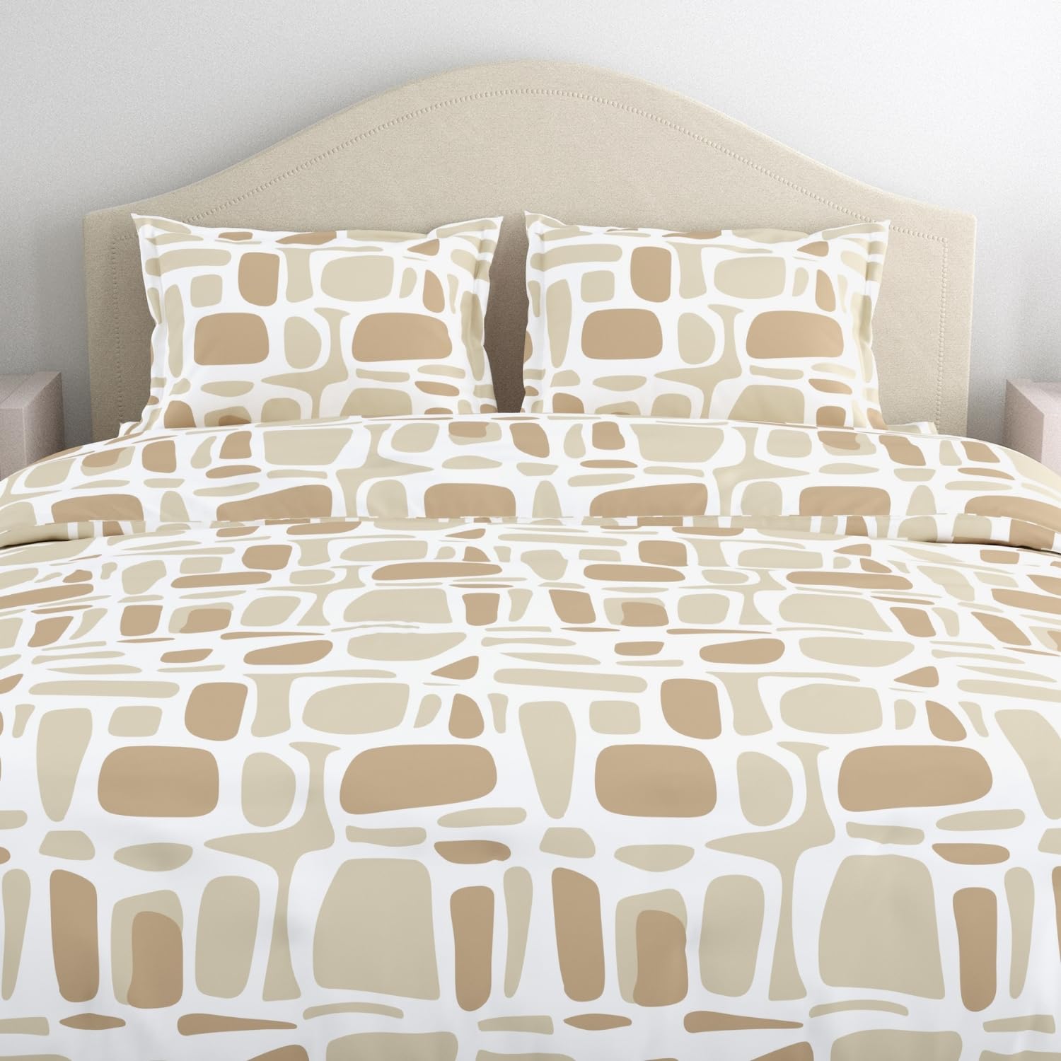 King Size Pure Cotton Floral Sheet With 2 Pillow Covers | 108 X 108 Inches, White & Brown | Perfect For Gifting On Weddings, Housewarmings, Or Anniversaries