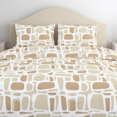 King Size Pure Cotton Floral Sheet With 2 Pillow Covers | 108 X 108 Inches, White & Brown | Perfect For Gifting On Weddings, Housewarmings, Or Anniversaries