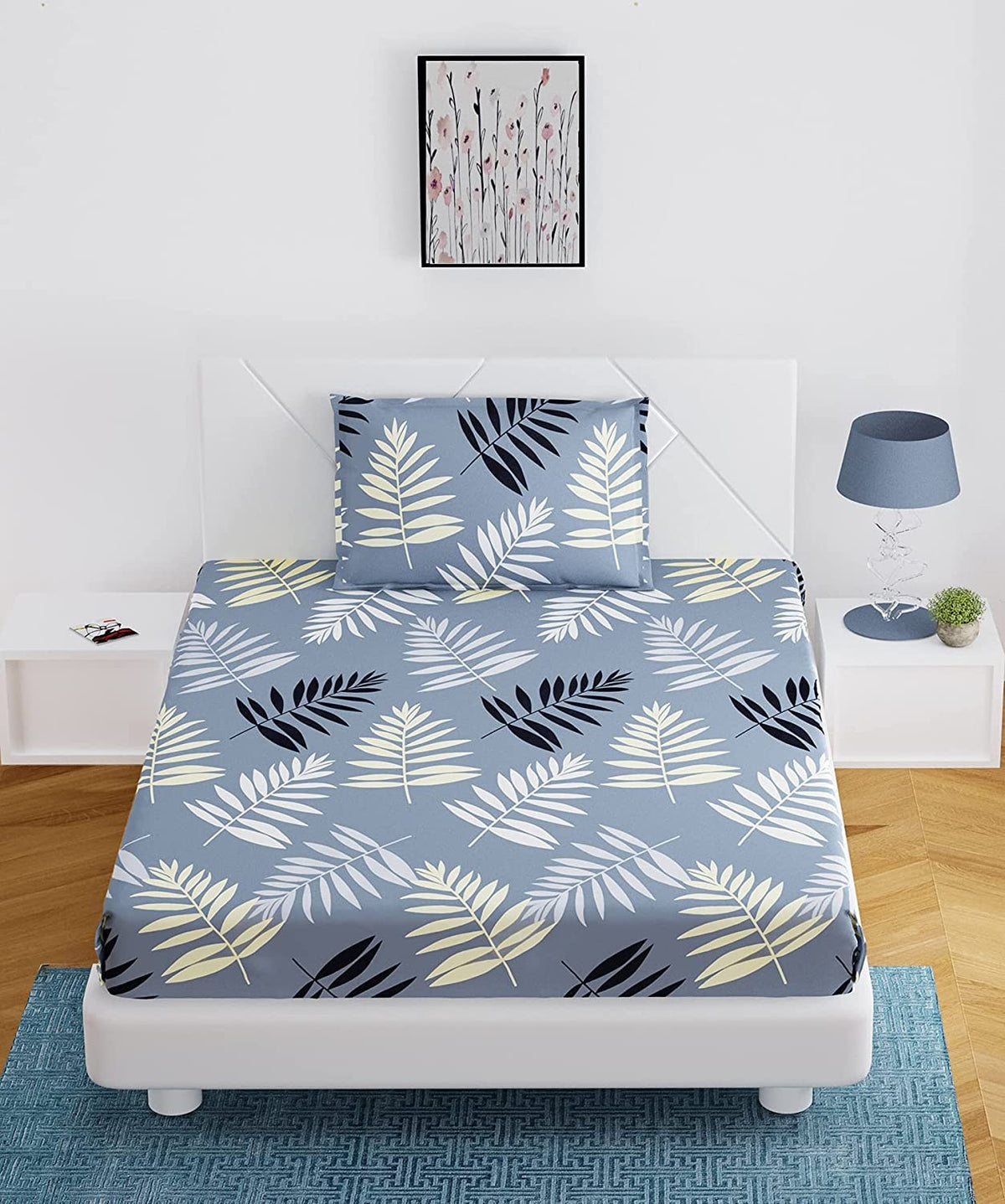 1 Single Bed With 1 Pillow Covers - 60 X 90 Inches, Grey | Premium Cotton Material - Skin Friendly & Long Lasting | Super Soft 300 Thread Count