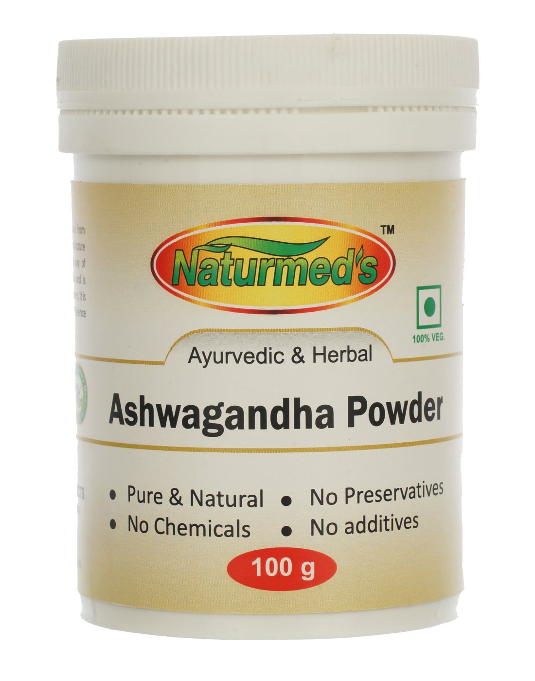 Naturmed's Ashwagandha Withania Somnifera Powder, Organic Pure & Natural No Preservatives & Chemicals Added | 100gm 0.2lbs