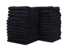 Rushant 100% Combed Cotton Hand Towels 3600 Gsm | Ultra Soft, Quick Dry & Super Absorbent For Home, Gym & Travel (Black) - Set Of 24