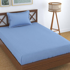 Glace Cotton Single Bedsheet With 1 Pillow Cover (89 X 57 Inches, Sky Blue) | Long Lasting Durability & Comfort For Your Living Space