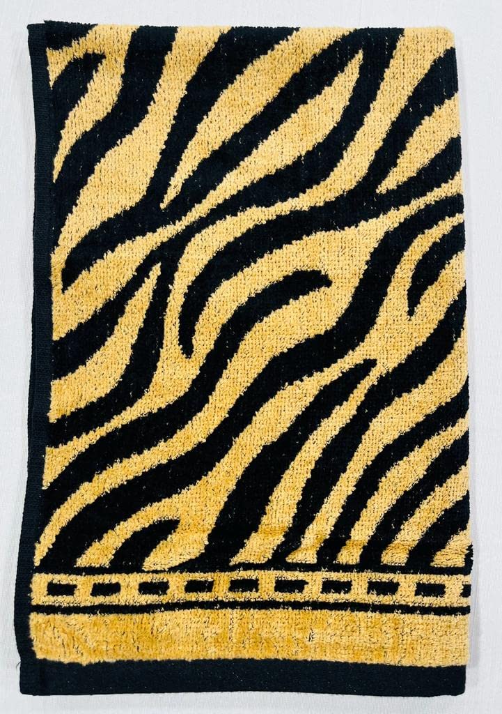 Bombay Dyeing Velour Tiger Printed 100% Cotton Super Soft Hand Towels 600 Gsm (Beige) - 4 Pcs