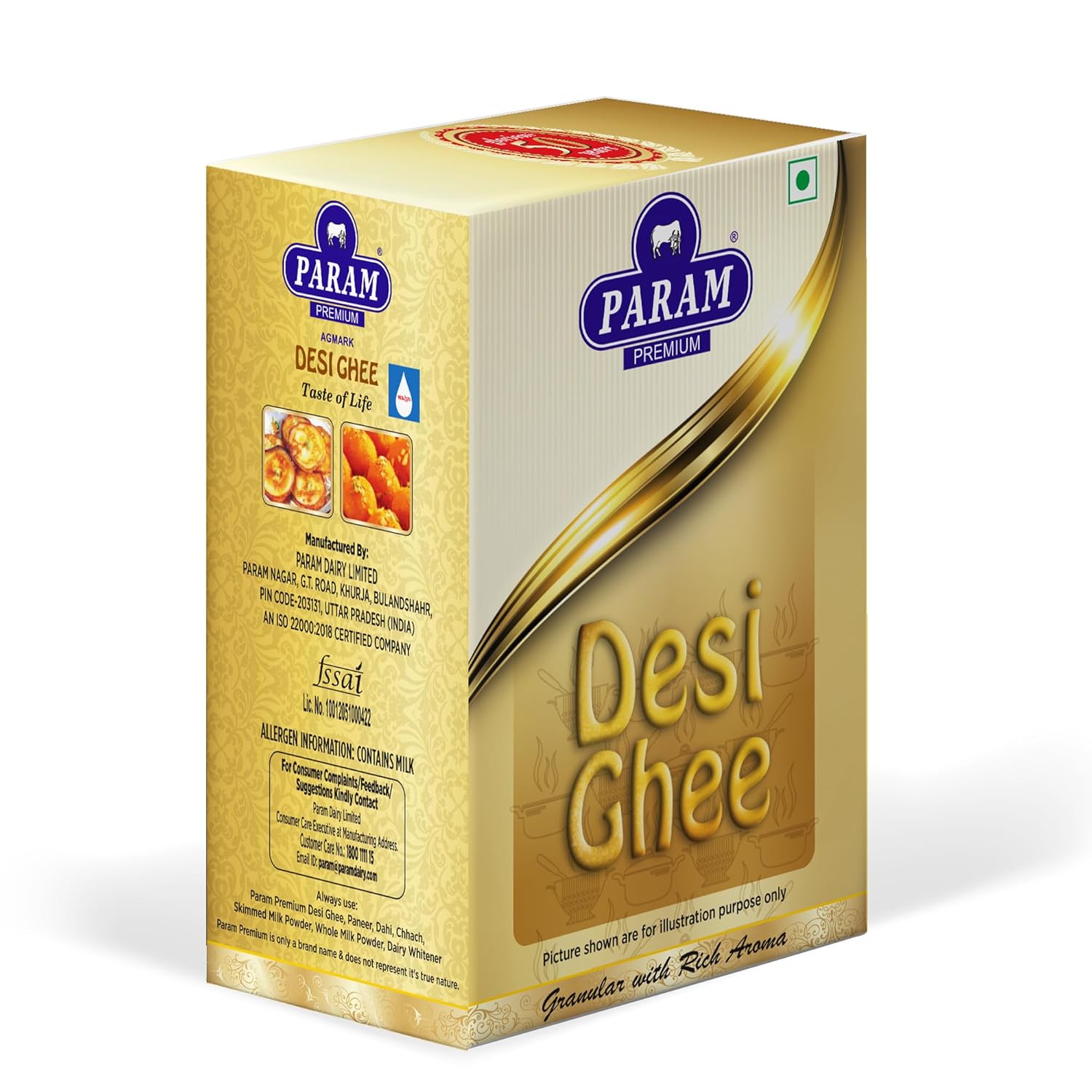 100% Pure Desi Ghee By Param Premium | Naturally Desi Ghee With Rich Aroma For Better Digestion & Immunity Good For Health | (500ml) 16.9 Ounce | Box Pack