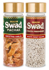 Panjon Swad Meetha Amla & White Sweet Saunf Pachak Mouth Fresheners 235gm, (115gm *2 Bottles)