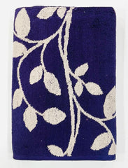 Bombay Dyeing Gama 450 Gsm | 100% Cotton Large Size Bath Towel Collection (Gama Large Floral) - Blue & White
