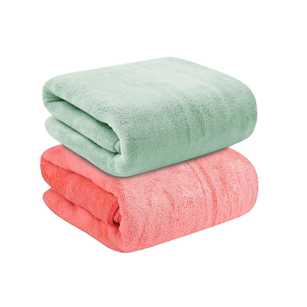 Maxoshine Microfiber Bath Towels Large Size-Super Soft Coral Fleece Bathing Towel Hook Quick Dry Super Absorbent-Bath Towel For Men & Women Pack Of 2
