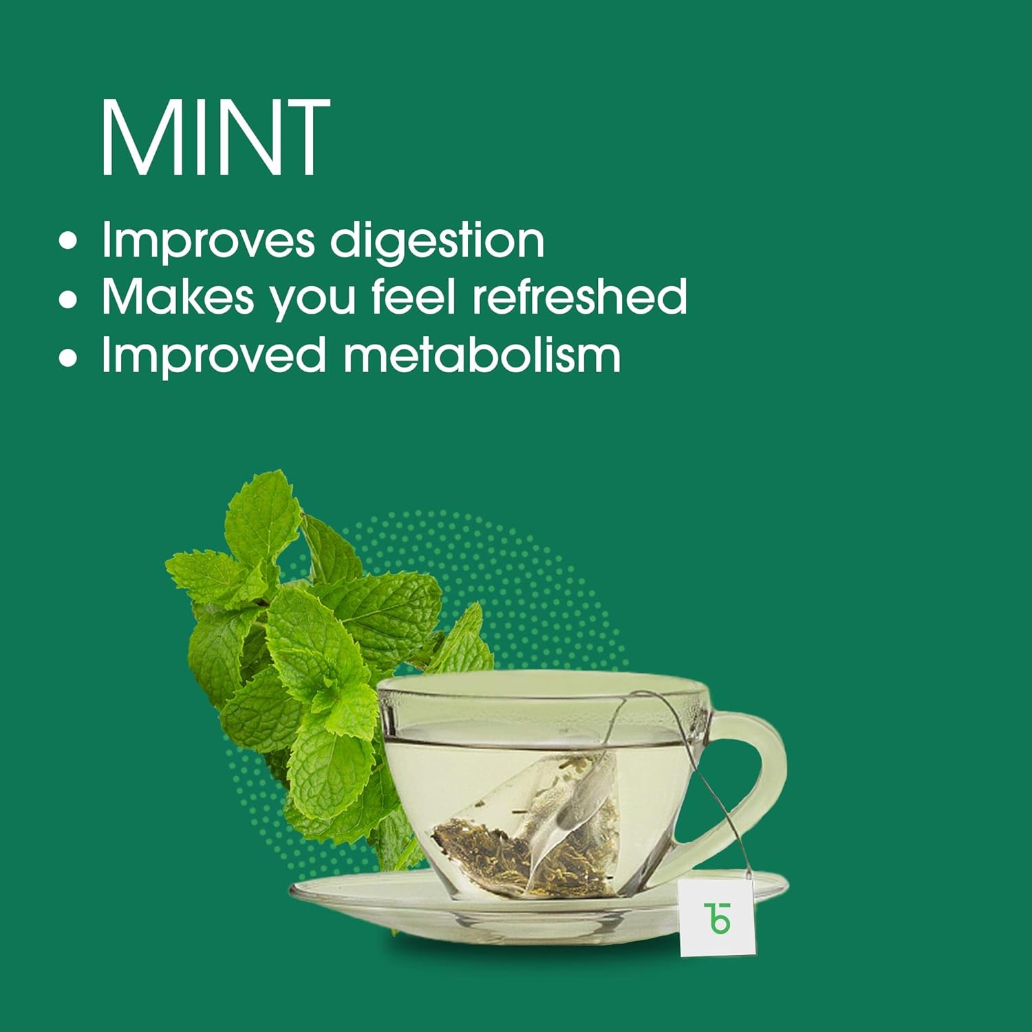 Teabox Mint Green Tea - 100gm, 3.5 Ounce | Exotic Blend Of Premium Green Tea & Real Peppermint Leaves - 100% Whole Leaf Tea | Low Caffeine, 0% Bitterness - Brew Hot Or Cold