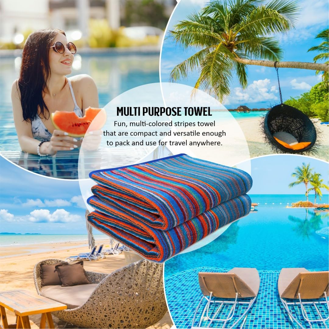 Ambra Linens Highly Absorbent Bath Towels 1 Kg | 100% Cotton, Soft & Plush All Seasons Use, Extra Large Size (Blue Bubbles)- Pack Of 2