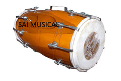 Indian Folk Musical Instrument Drum Nuts N Bolt Wooden Dholak - Orange | Dholak For Festival, Wedding, Satsang - Very Easy To Tune