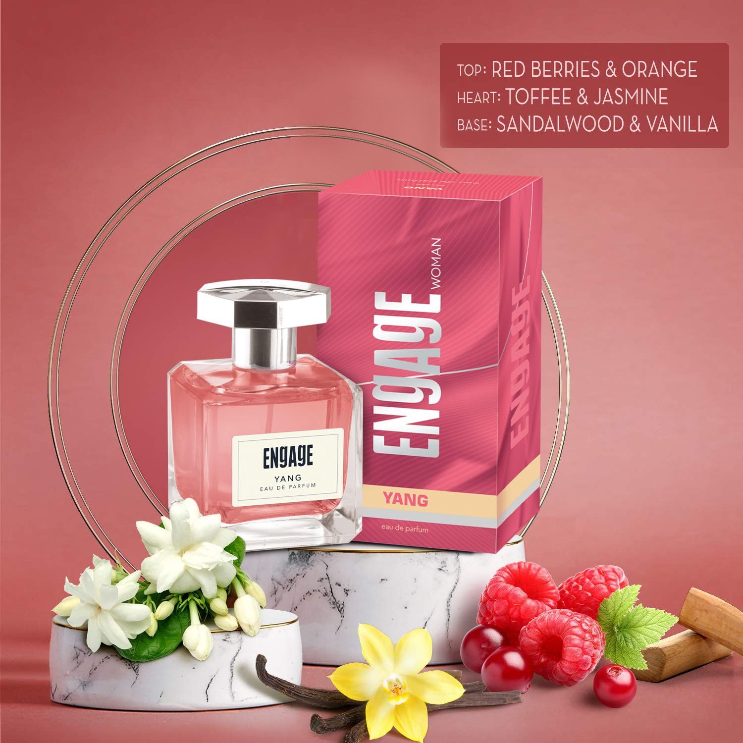 Engage Moments Luxury Femme & Yang Eau De Parfum Gift For Women 100ml Each 3.4 Fl.oz. | Long Lasting Fragrance |  Fruity & Floral