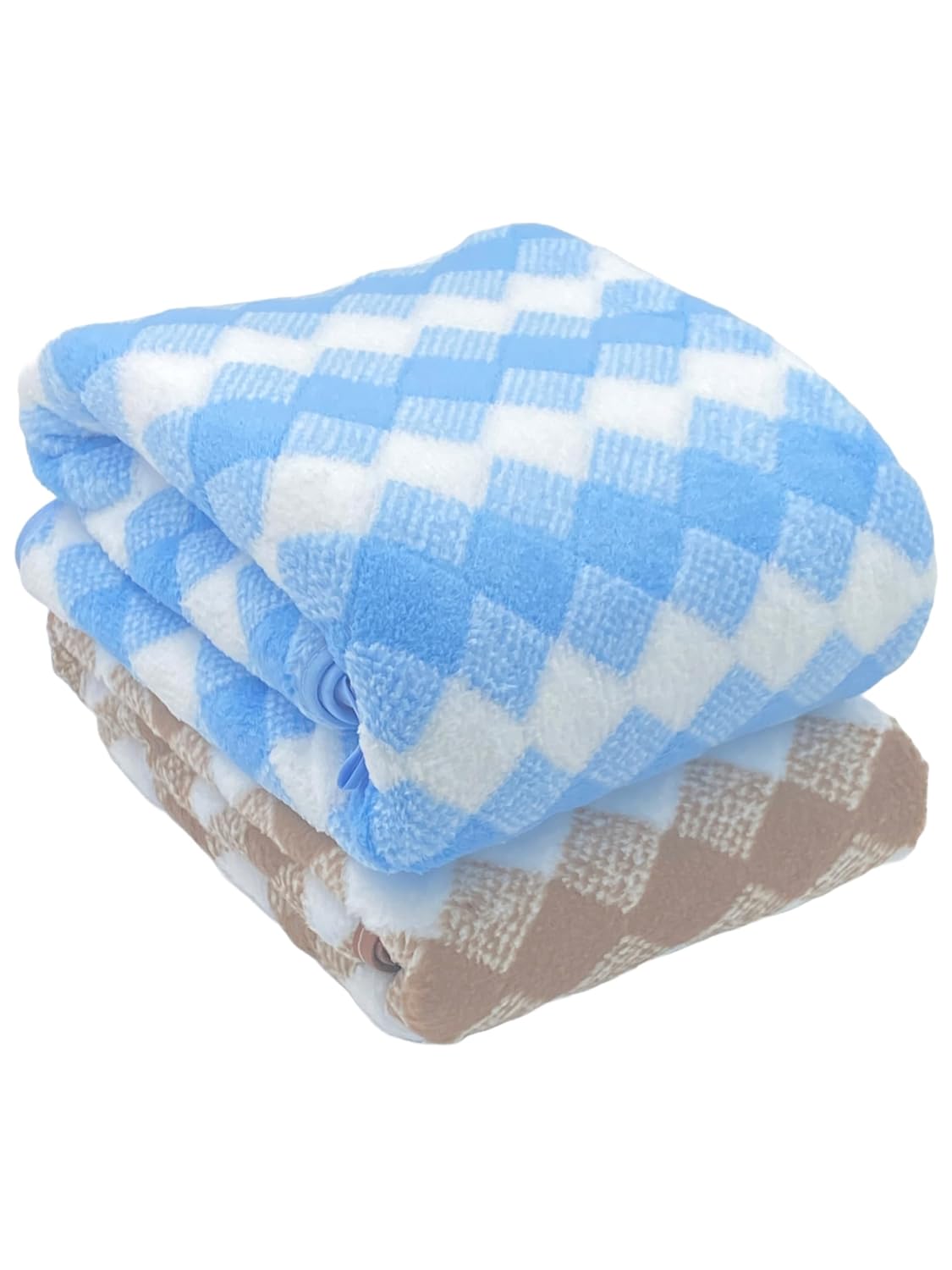 Patpug Coral Microfiber Ultrasoft Comfortable Highly Absorbent Quick Drying Large Bath Towel 700 Gsm (Diamond Brown & Blue)- Pack Of 2