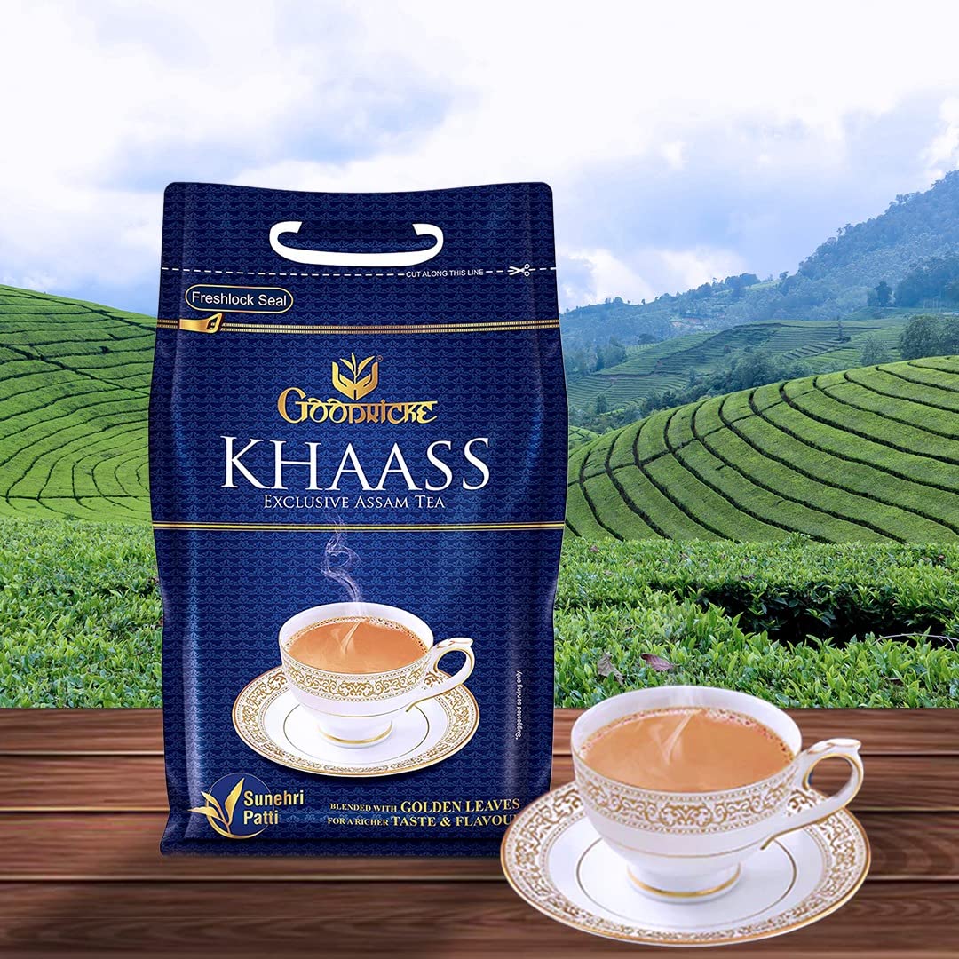 Goodricke Khaass Exclusive Assam Tea - 1 Kg, 35.2 Ounce | Richer Taste & Flavored Chai - Blended With Golden Leaves | Sweet Lasting Aftertaste 100% Natural Assam Tea - Low Caffeine