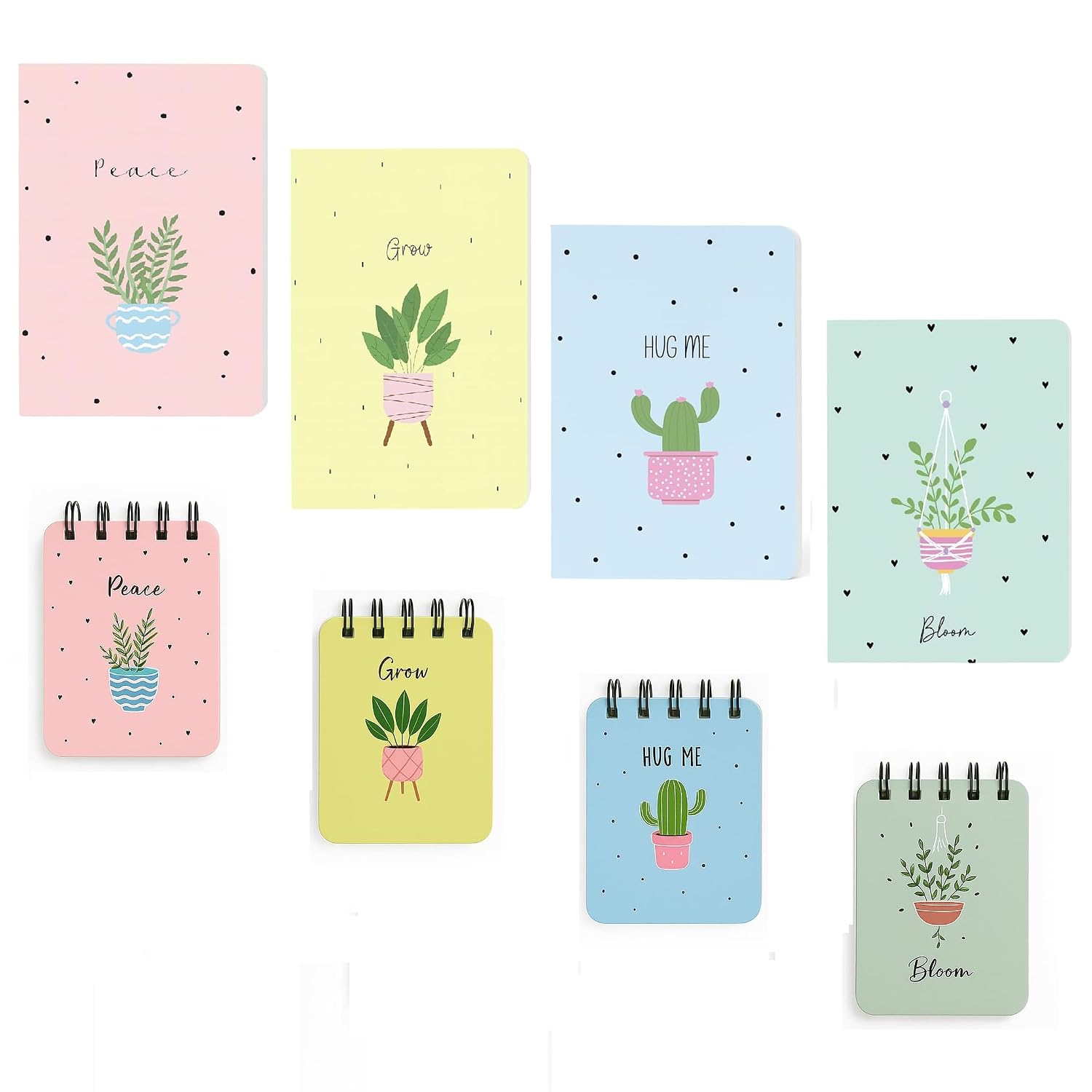 Spiral Pocket Notebook Cute Mini Notepad, Handy Notebook For School (Refreshing Design) Pack Of 8