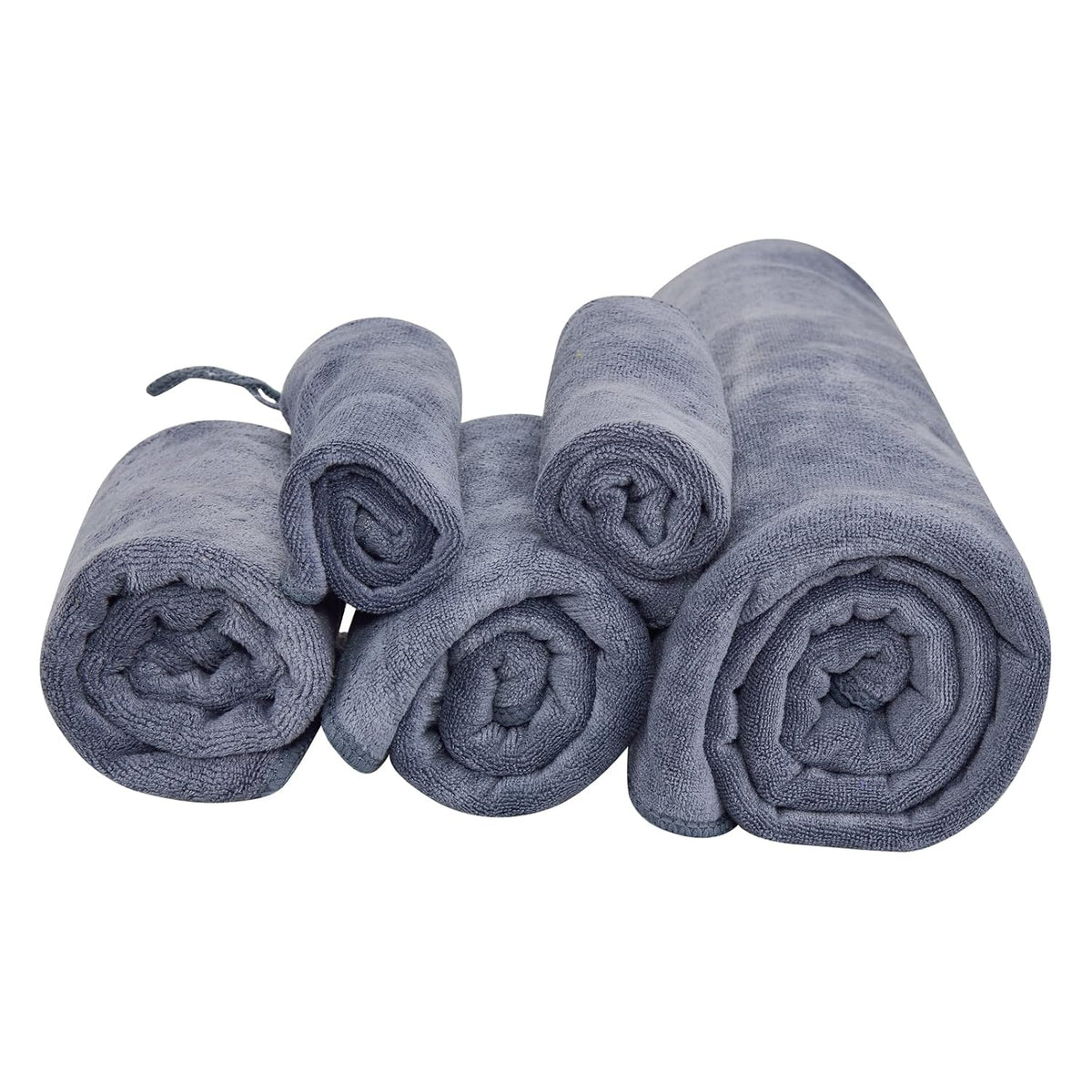 Black Gold The Finer Touch Microfiber 1 Bath Towel, 2 Hand Towels & 2 Washcloth (Grey) - Set Of 5