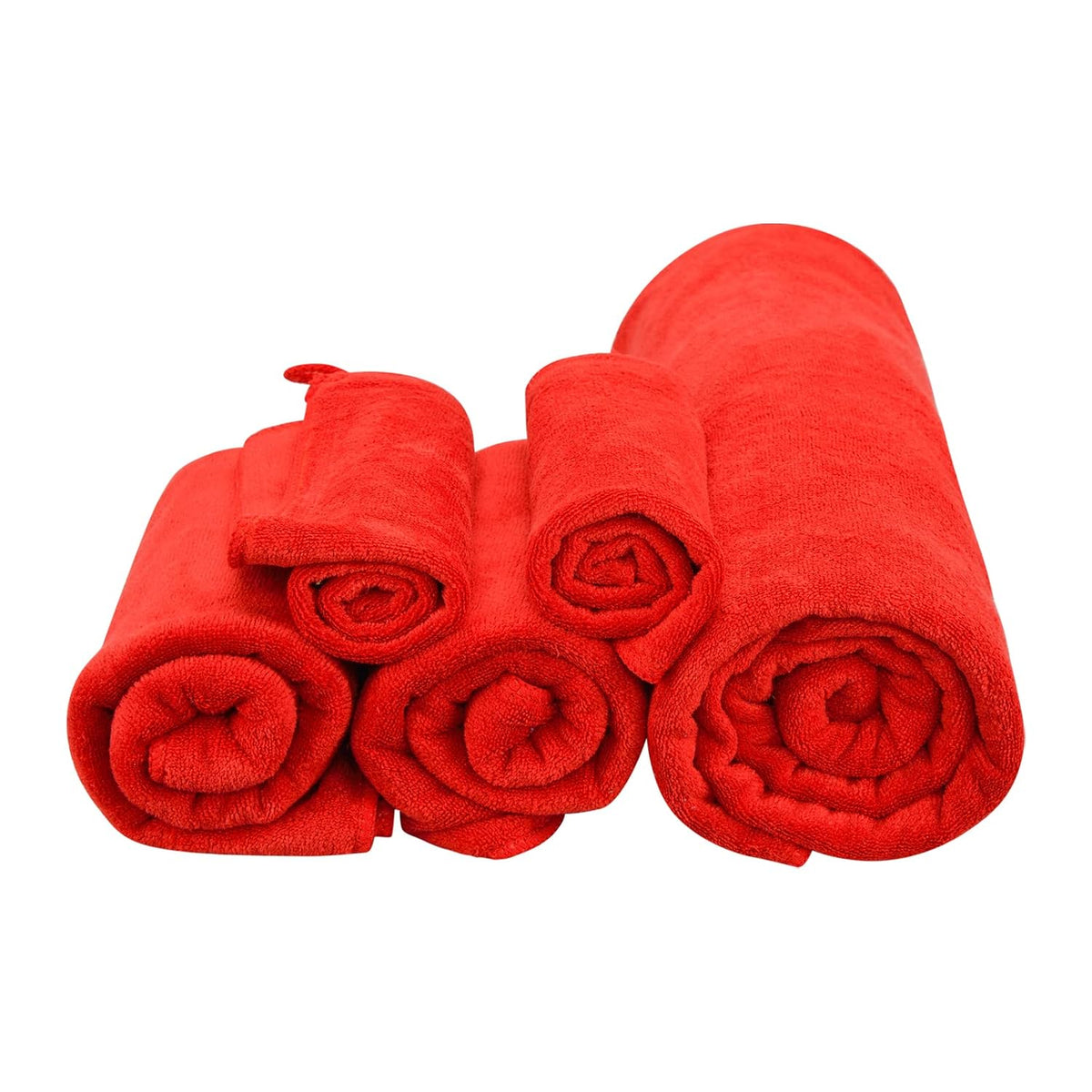 Black Gold The Finer Touch Microfiber 1 Bath Towel, 2 Hand Towels & 2 Washcloth (Red) - Set Of 5