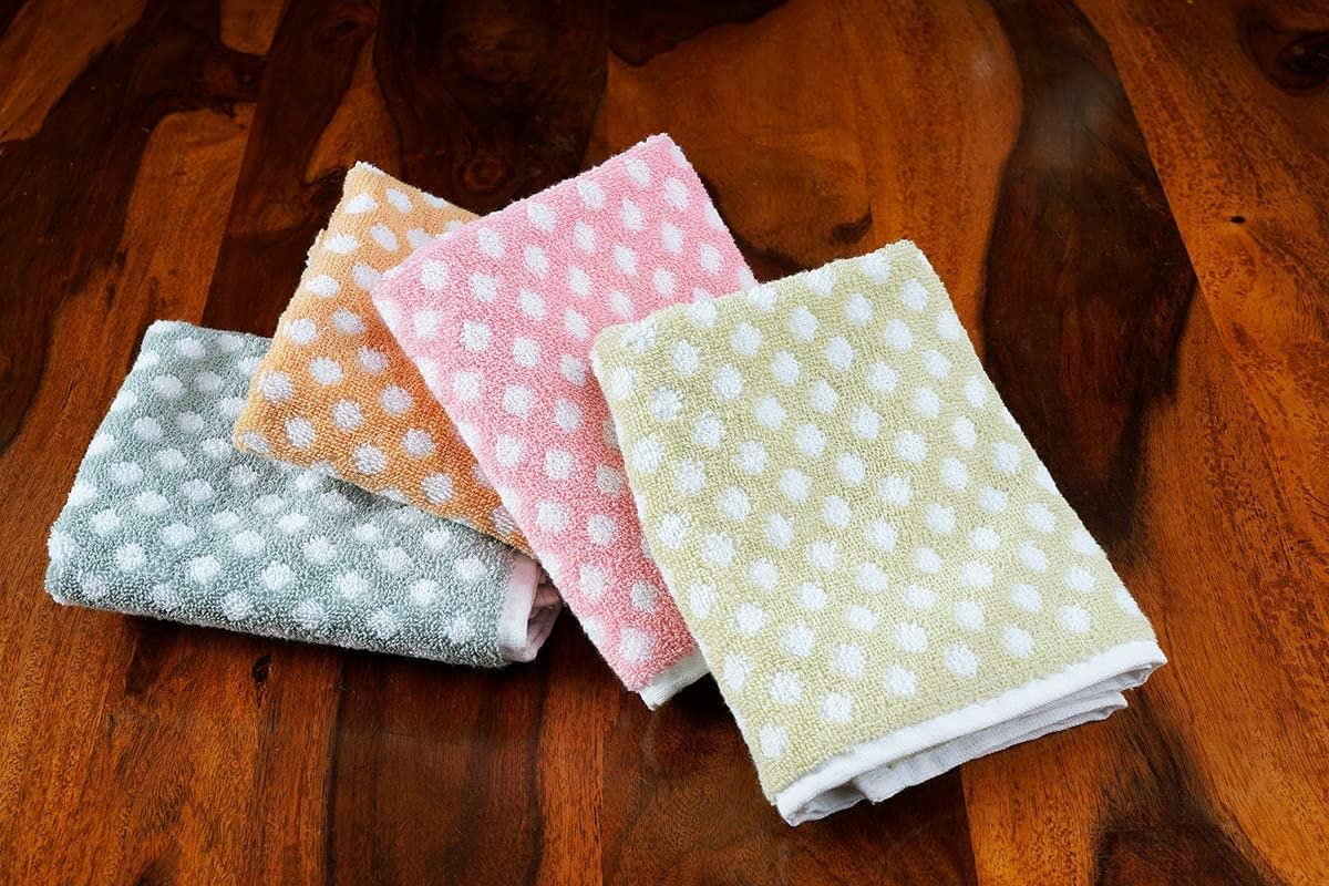 Jenny Denial 100% Cotton Hand Towels 1800 Gsm | Wash Basin Dot Printed Light Color Soft & Absorbant Hand Towel - 12 Pcs (Multicolor)