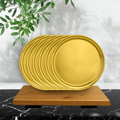 Majestic High Grade Stainless Steel Full Plate With Gold PVD Coating - Set Of 6 Pieces | Easy To Clean & Dishwasher Safe