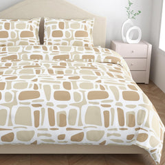 King Size Pure Cotton Floral Sheet With 2 Pillow Covers | 108 X 108 Inches, White & Brown | Perfect For Gifting On Weddings, Housewarmings, Or Anniversaries