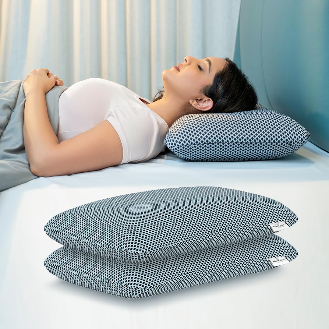 Ergonomic Memory Foam Pillow For Neck Pain Relief - 21 X 14 X 4.5 Inch | Orthopedic Pillow For Side, Back Sleeping | For Head Pain Relief, Washable Midnight Blue Cover - Pack Of 2