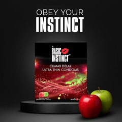 Basic Instinct Climax Delay Ultra Thin Latex Condoms For Men Double Apple 3 Pcs Pack Of 5