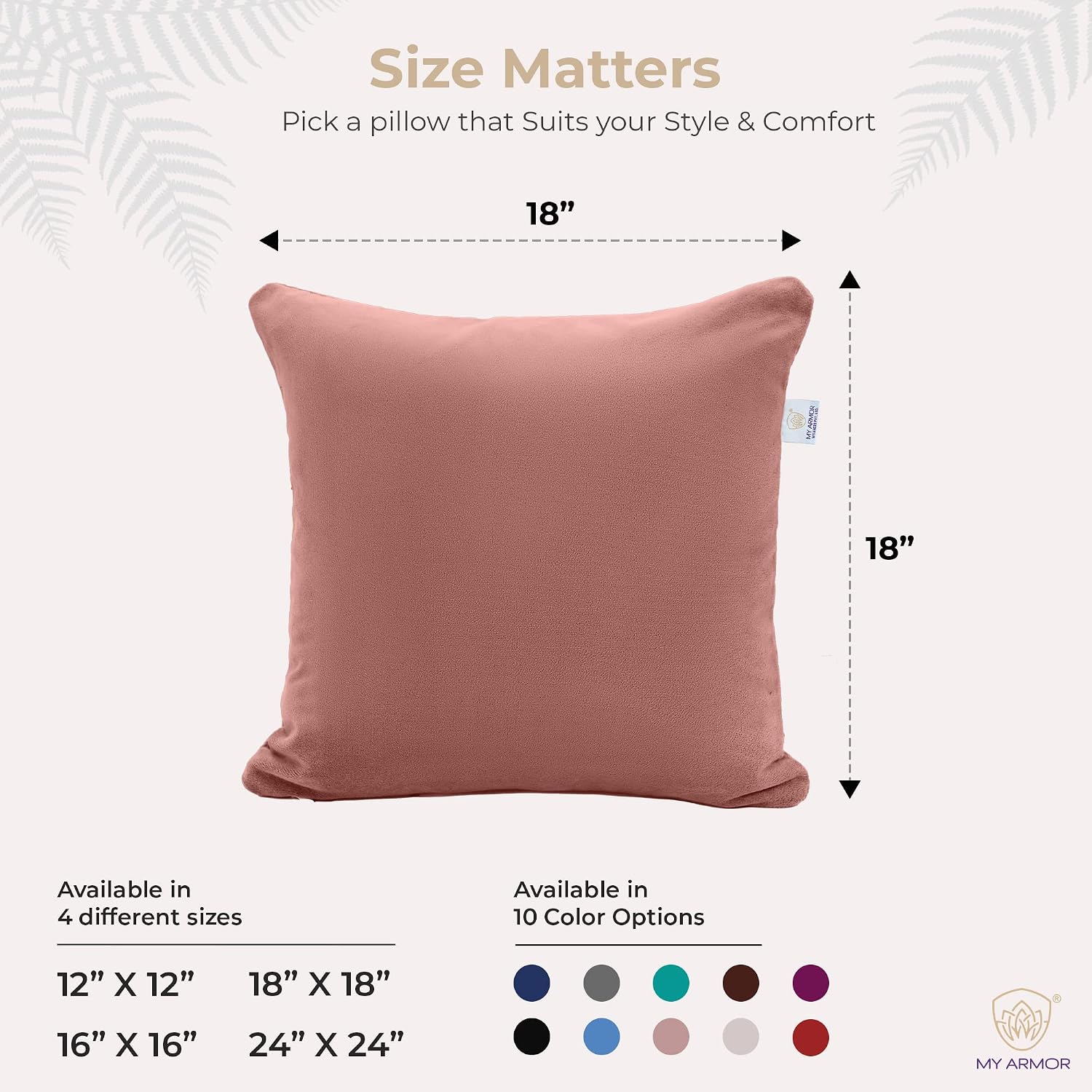Microfiber Square Soft Pillow Cushion For Sofa & Bed, Peach - 18 X 18 Inch | Fluffy Pillow For Comfort & Back Support | Breathable, Washable | Premium Velvet Cover With Zip - Pack Of 5