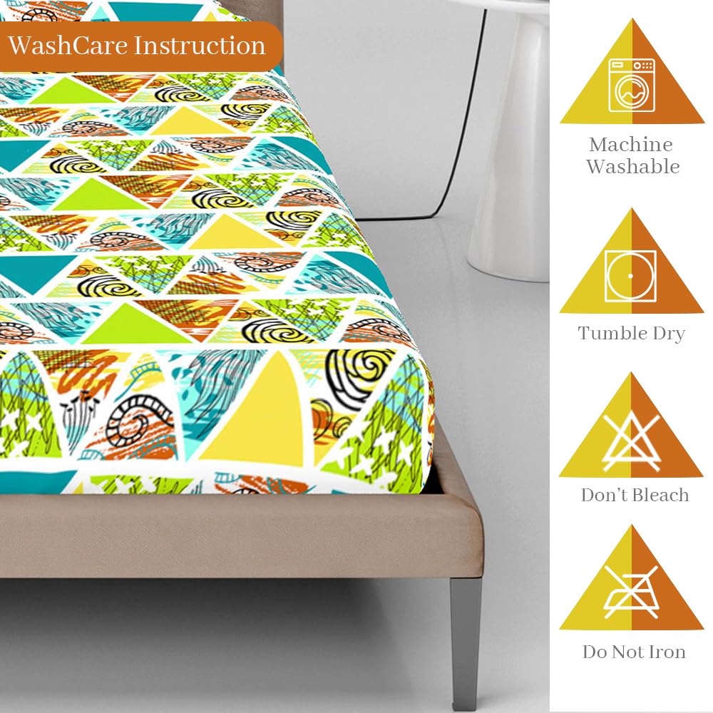 Double Bedsheet For Queen Size With 2 Pillow Covers - 60 X 78 Inches, Multicolor | All Around Elastic Fitted Soft, Lightweight & Breathable Cotton Bedsheet