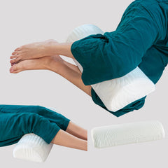 Orthopedic Soft Memory Foam Pillow, For Pain Relief, White - 19 X 8 X 3.5 Inch | Half Moon Multiuse Knee, Leg & Back Support | Bolster Pillow For Neck Pain Relief, Washable Cover