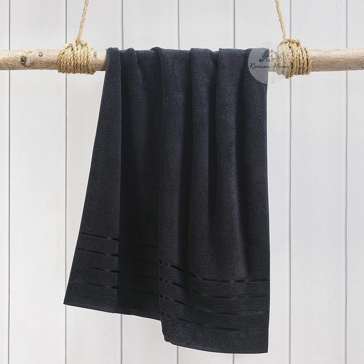 Roman Home Cotton Soft Bath Towel 500 Gsm (Black)