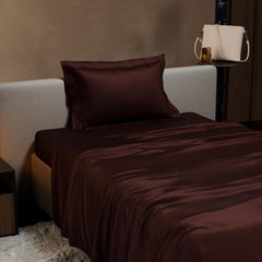 Single Bedsheet With 1 Pillow Cover - 60 X 90 Inches, Dark Brown | Premium Bedding Set, Home Decor, Wedding Gift For Couples, Housewarming, Anniversary