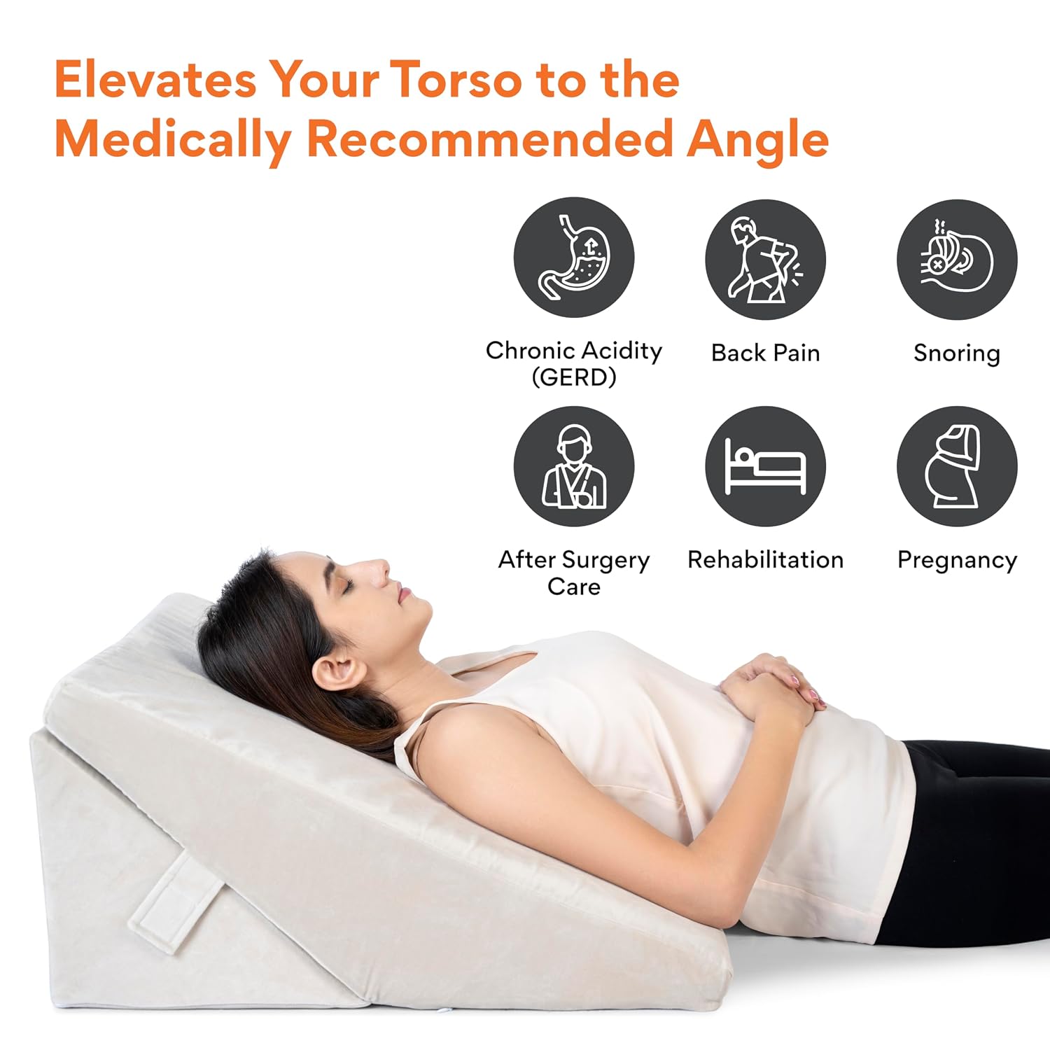 Memory Foam Bed Wedge Pillow For Sleeping, Wedge Pillow, Cream - Xl Size - 24 X 24 X 12 Inch | Adjustable, Wedge Pillow For Back Support | Acid Reflux, Gerd, Snoring, Pregnancy, Soft Pillow
