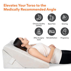 Memory Foam Bed Wedge Pillow For Sleeping, Wedge Pillow, Cream - Xl Size - 24 X 24 X 12 Inch | Adjustable, Wedge Pillow For Back Support | Acid Reflux, Gerd, Snoring, Pregnancy, Soft Pillow